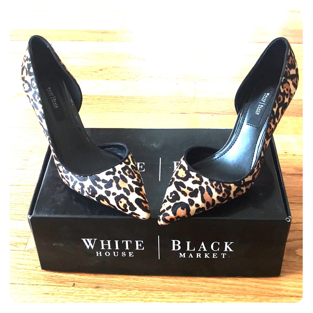 White House black-market Ella leopard heel 8